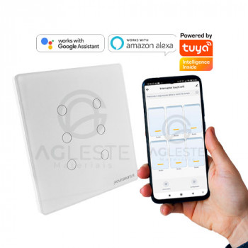 Cj 6 Interruptores Touch Automação Branco 4x4 - Nova Digital Cj 6 Interruptores Touch Automação Branco 4x4 - Nova Digital